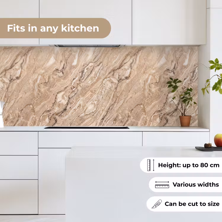 Textuur - Aders - Abstract - Modern - Beige keuken achterwand 2 middel -sfeer4_UK