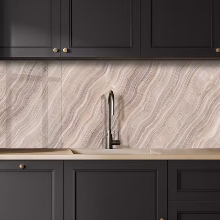 Textuur - Golvend - Abstract - Modern - Beige keuken achterwand 2 middel -sfeer1