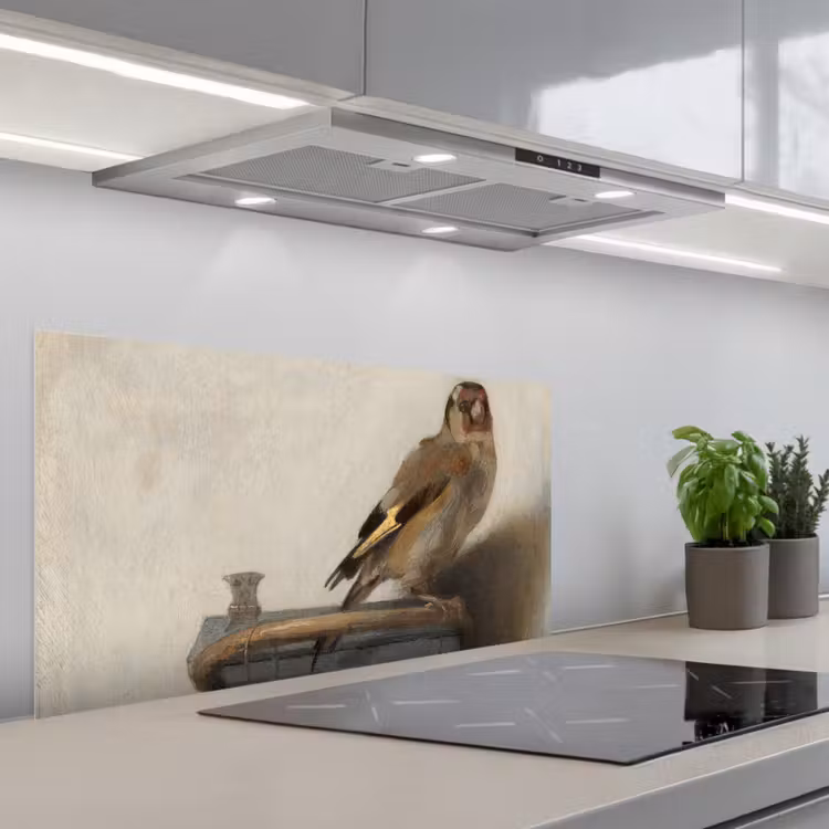 Het puttertje - Carel Fabritius keuken achterwand spatscherm middel -3d_schuin