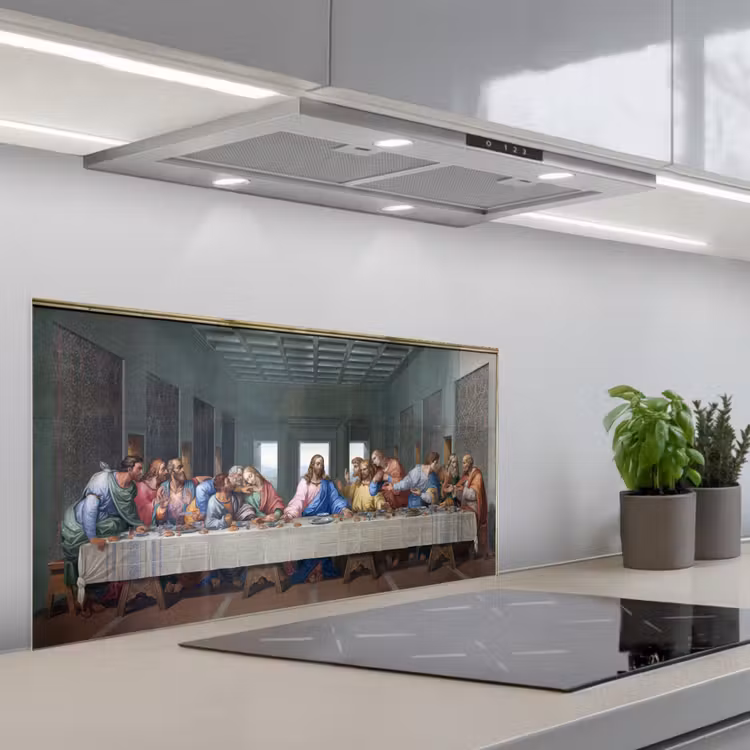 Het laatste avondmaal - Leonardo da Vinci keuken achterwand spatscherm middel -3d_schuin