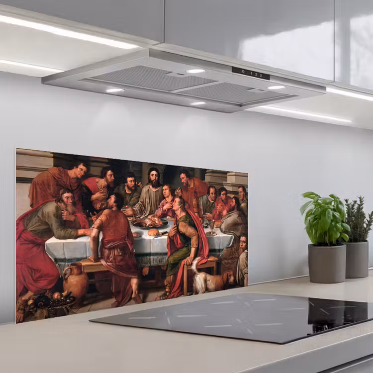 Het laatste avondmaal - Schilderij van Willem Key keuken achterwand spatscherm middel -3d_schuin