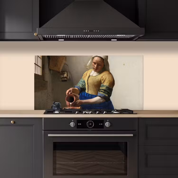 Het melkmeisje - Schilderij van Johannes Vermeer keuken achterwand spatscherm middel -sfeer1