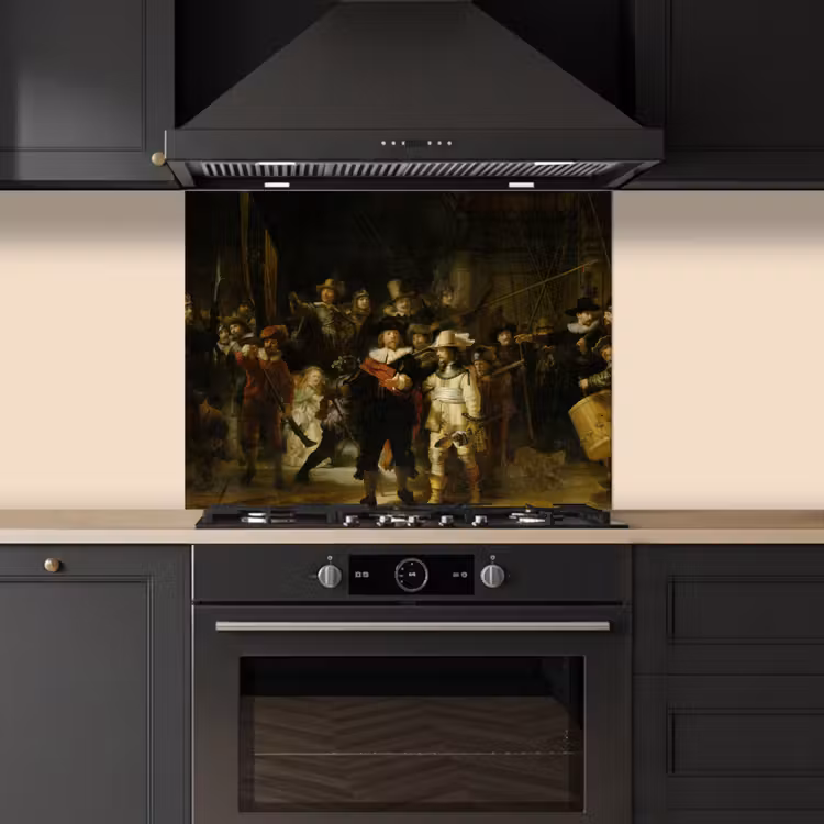 De Nachtwacht - Kunst - Oude meesters - Rembrandt keuken achterwand spatscherm middel -sfeer1