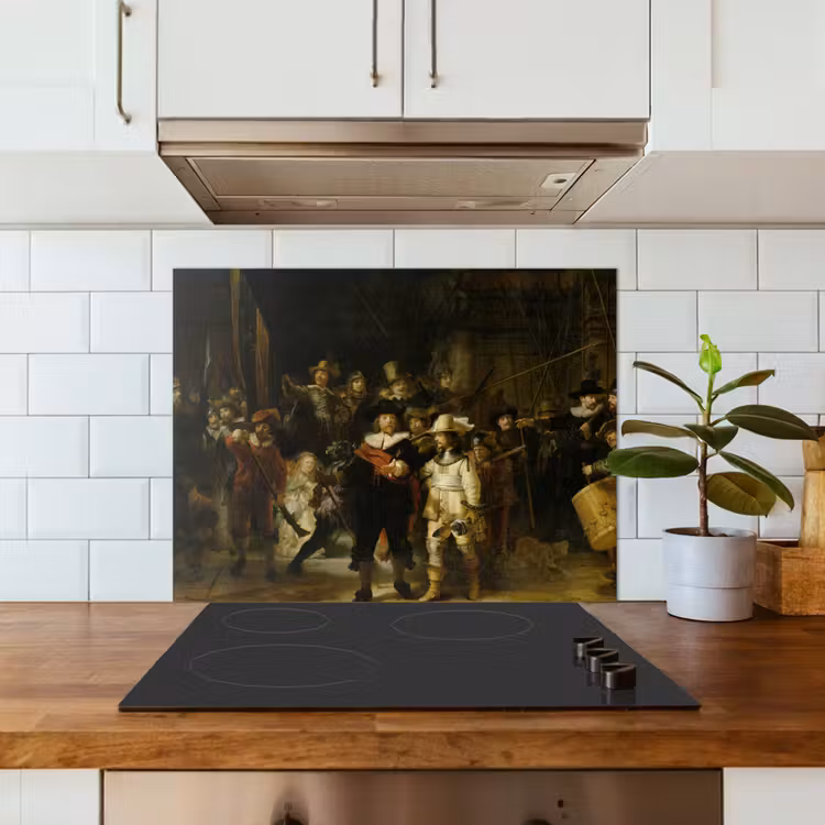De Nachtwacht - Kunst - Oude meesters - Rembrandt keuken achterwand spatscherm middel -sfeer2