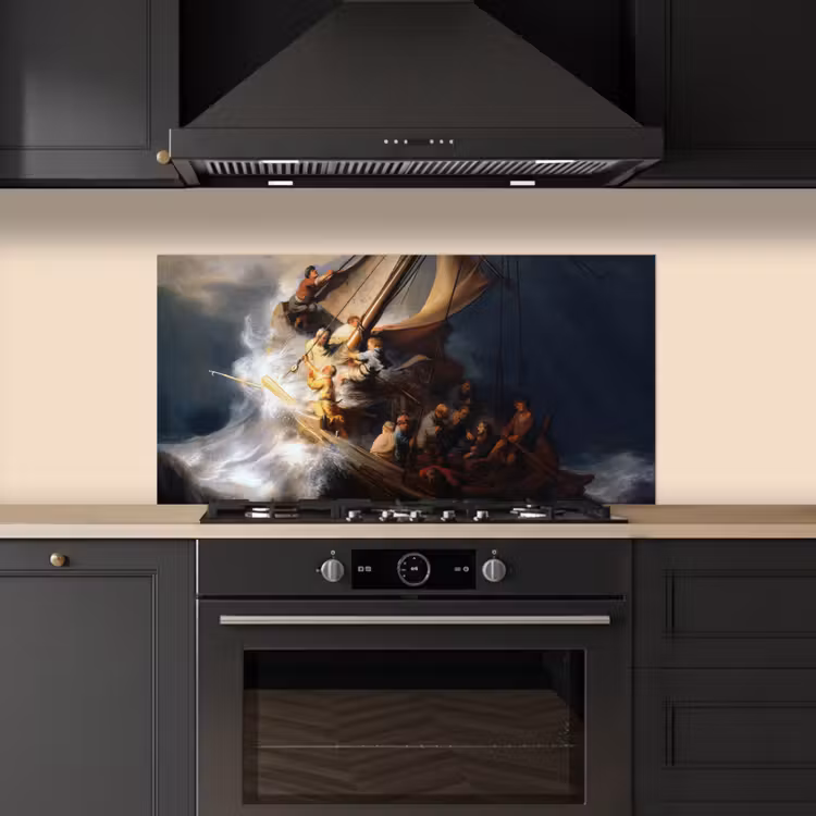 De storm op het meer van Galilea - Rembrandt van Rijn keuken achterwand spatscherm middel -sfeer1