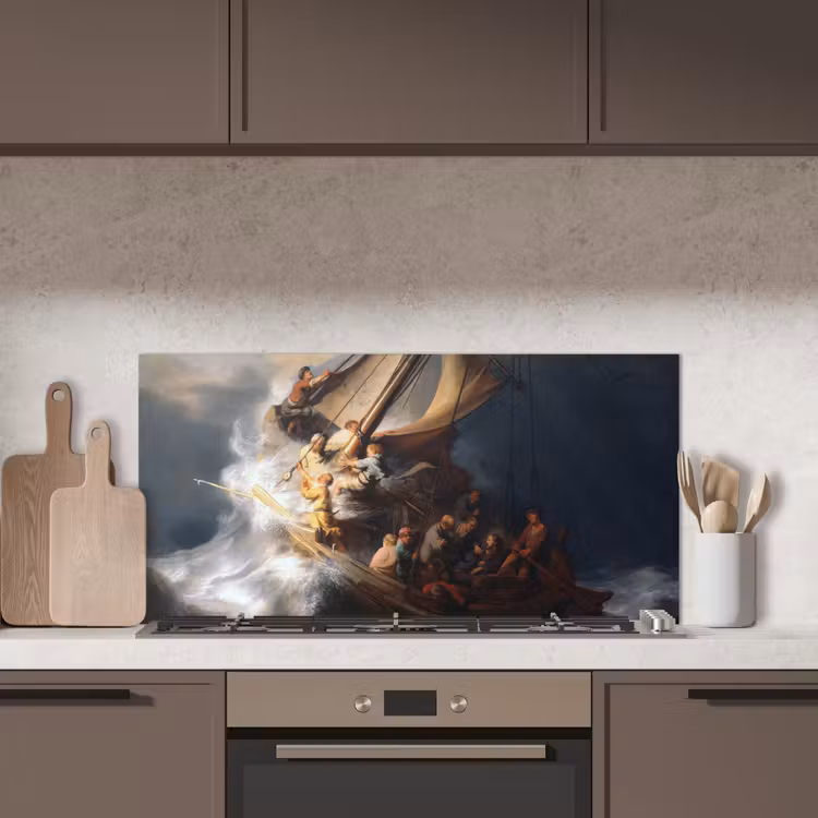 De storm op het meer van Galilea - Rembrandt van Rijn keuken achterwand spatscherm middel -sfeer2