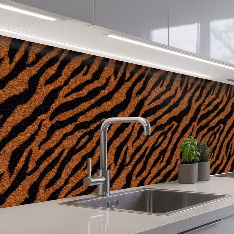 Tijger - Vacht - Zwart keuken achterwand 2 groot 857 -3d_schuin
