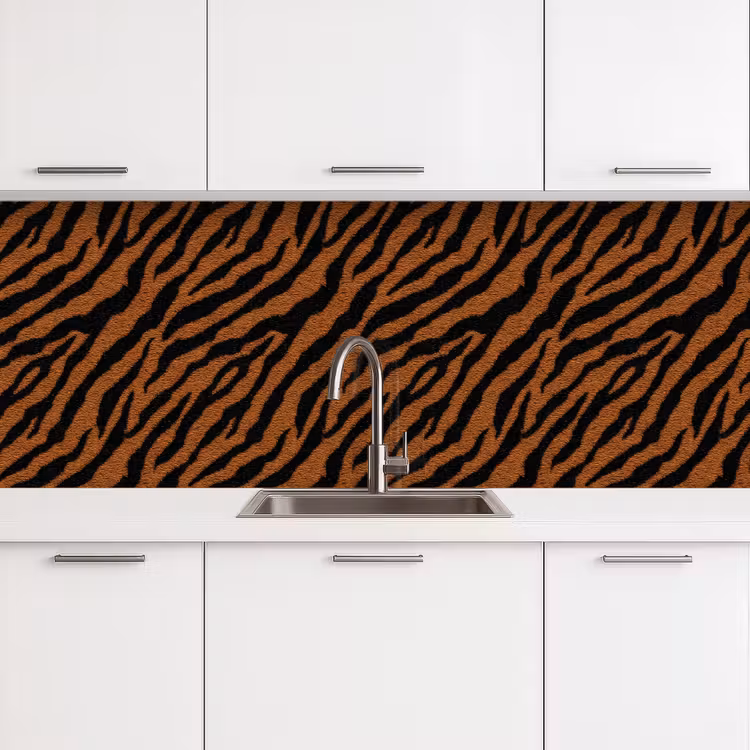Tijger - Vacht - Zwart keuken achterwand 2 groot 857 -3d