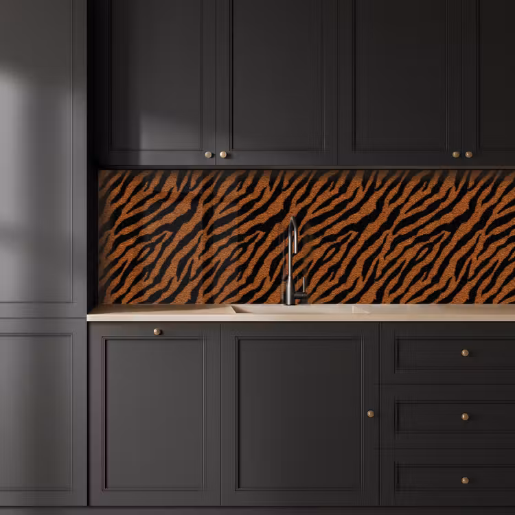Tijger - Vacht - Zwart keuken achterwand 2 groot 857 -sfeer1