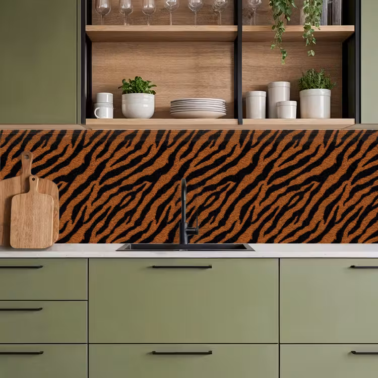 Tijger - Vacht - Zwart keuken achterwand 2 groot 857 -sfeer3