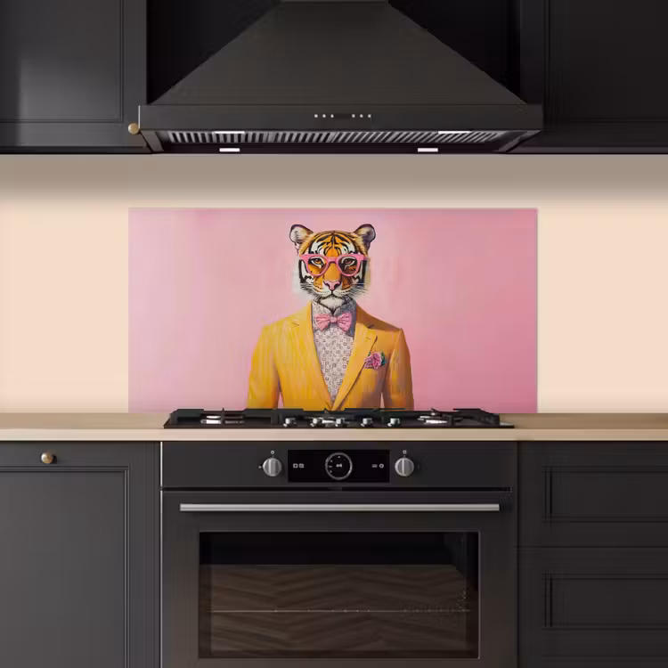Tijger - Bril - Geel - Jasje keuken achterwand spatscherm middel -sfeer1