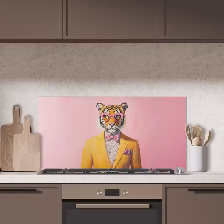 Tijger - Bril - Geel - Jasje keuken achterwand spatscherm middel -sfeer2