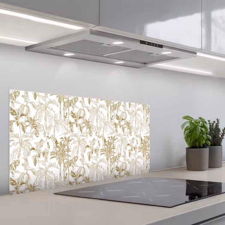 Tijger - Oerwoud - Beige keuken achterwand spatscherm middel 899 -3d_schuin