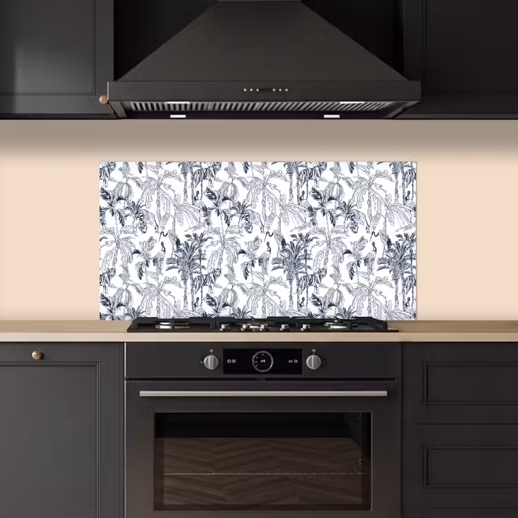 Tijger - Jungle - Blauw keuken achterwand spatscherm middel 899 -sfeer1