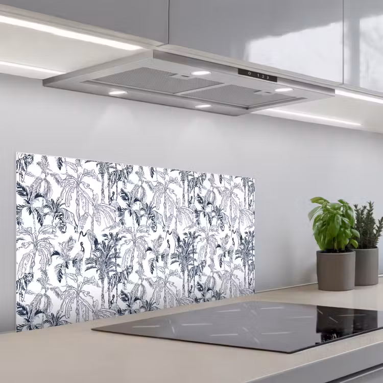 Tijger - Jungle - Blauw keuken achterwand spatscherm middel 899 -3d_schuin