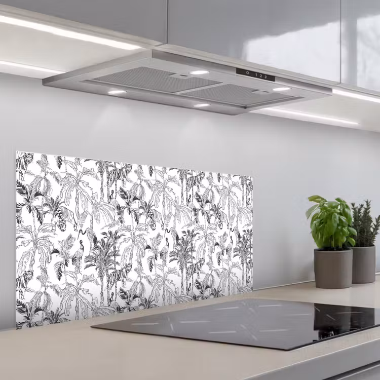Tijger - Oerwoud - Grijs keuken achterwand spatscherm middel 899 -3d_schuin