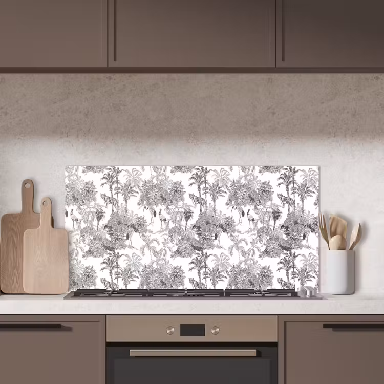 Tijger - Jungle - Patroon - Grijs keuken achterwand spatscherm middel 899 -sfeer2