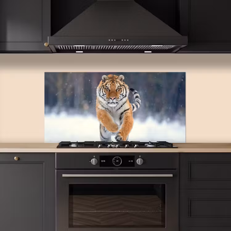 Tijger - Landschap - Sneeuw - Winter - Dieren keuken achterwand spatscherm middel -sfeer1