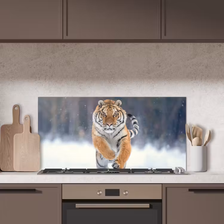 Tijger - Landschap - Sneeuw - Winter - Dieren keuken achterwand spatscherm middel -sfeer2