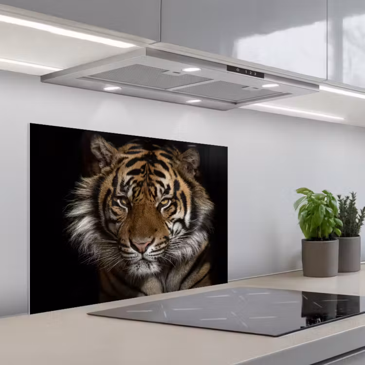 Tijger - Wilde dieren - Portret keuken achterwand spatscherm middel -3d_schuin
