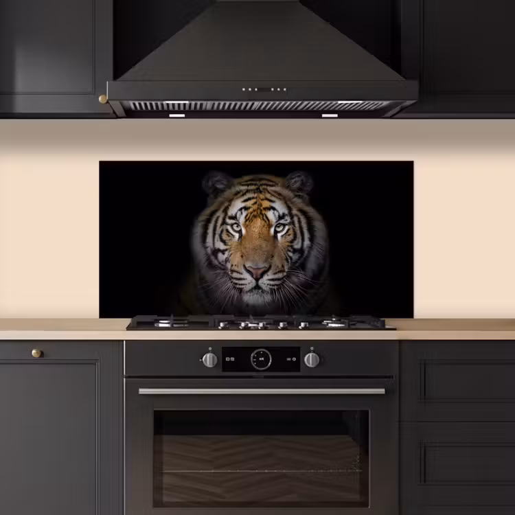 Tijger - Wilde dieren - Portret - Zwart - Dieren keuken achterwand spatscherm middel -sfeer1