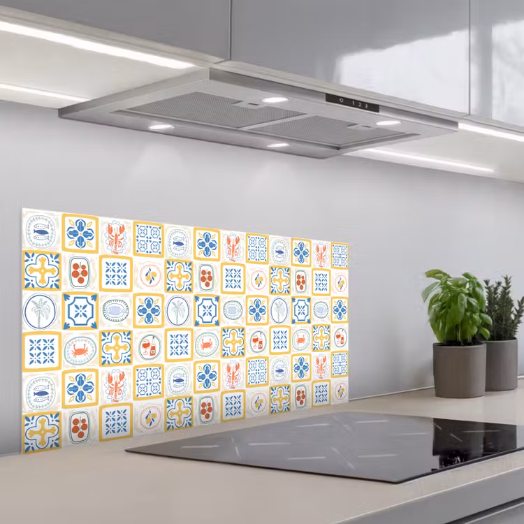 Zee - Sfeer - Mozaïek - Vis keuken achterwand spatscherm middel 899 -3d_schuin