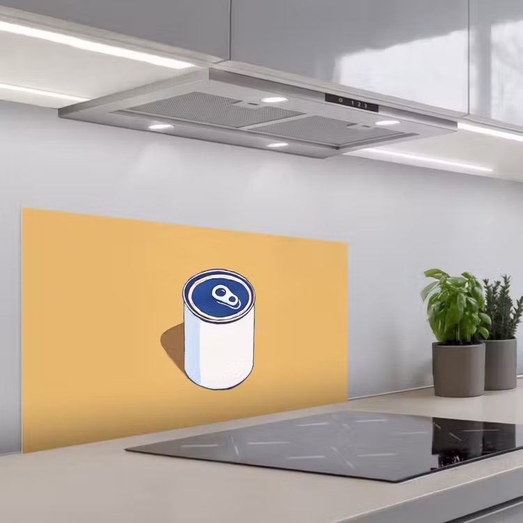 Blikje - Minimalistisch - Blauw - Illustratie keuken achterwand spatscherm middel -3d_schuin