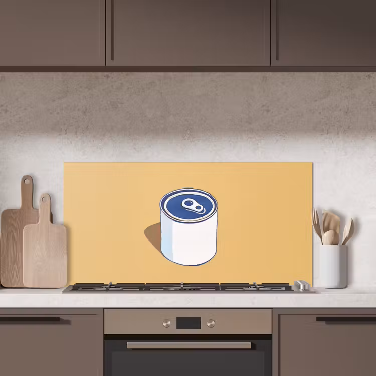 Blikje - Minimalistisch - Blauw - Illustratie keuken achterwand spatscherm middel -sfeer2