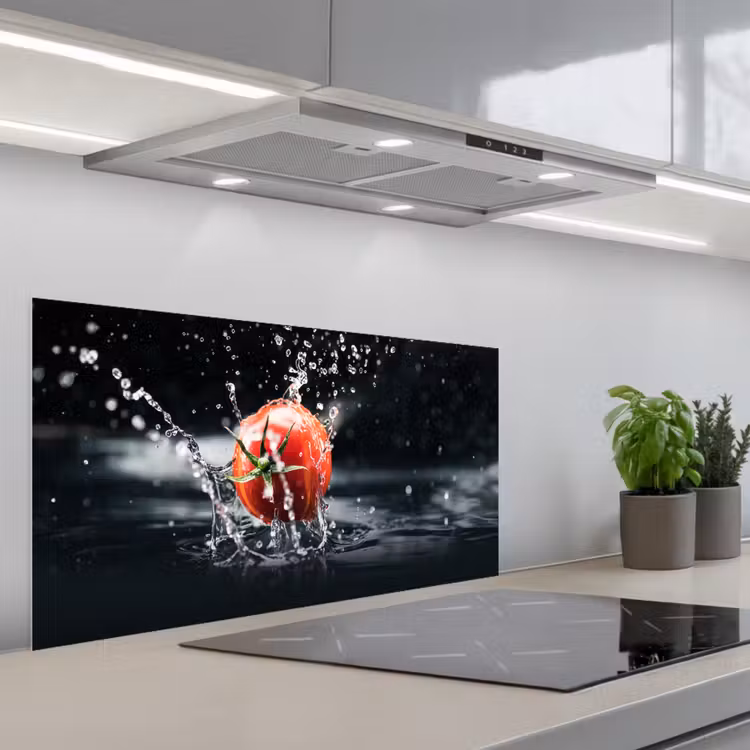 Tomaat - Groente - Stilleven - Water - Rood keuken achterwand spatscherm middel -3d_schuin