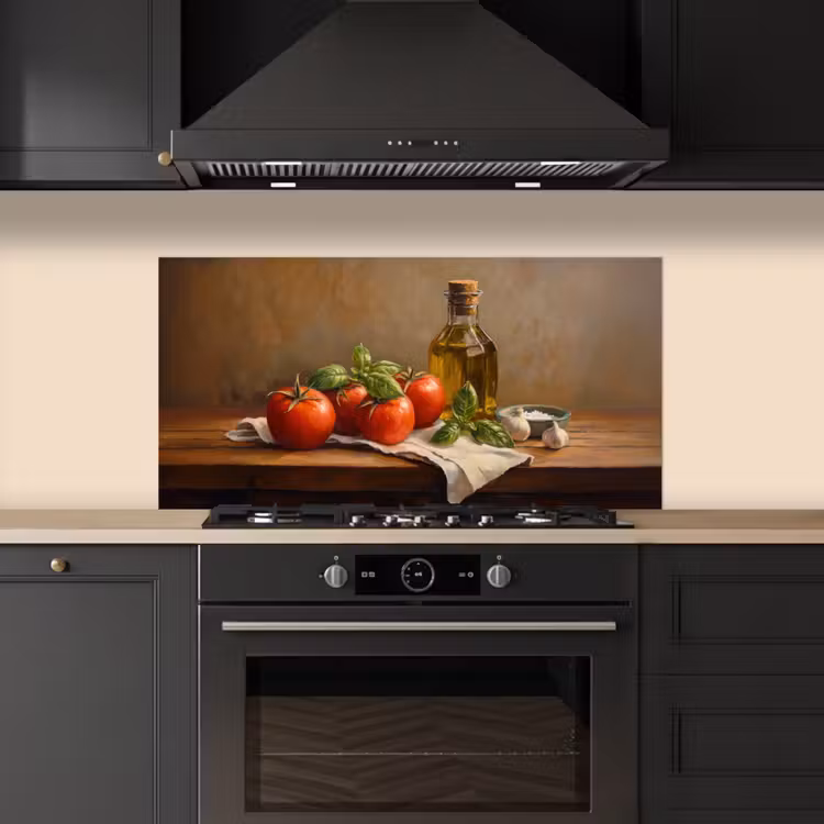 Tomaten - Olijfolie - Stilleven keuken achterwand spatscherm middel -sfeer1