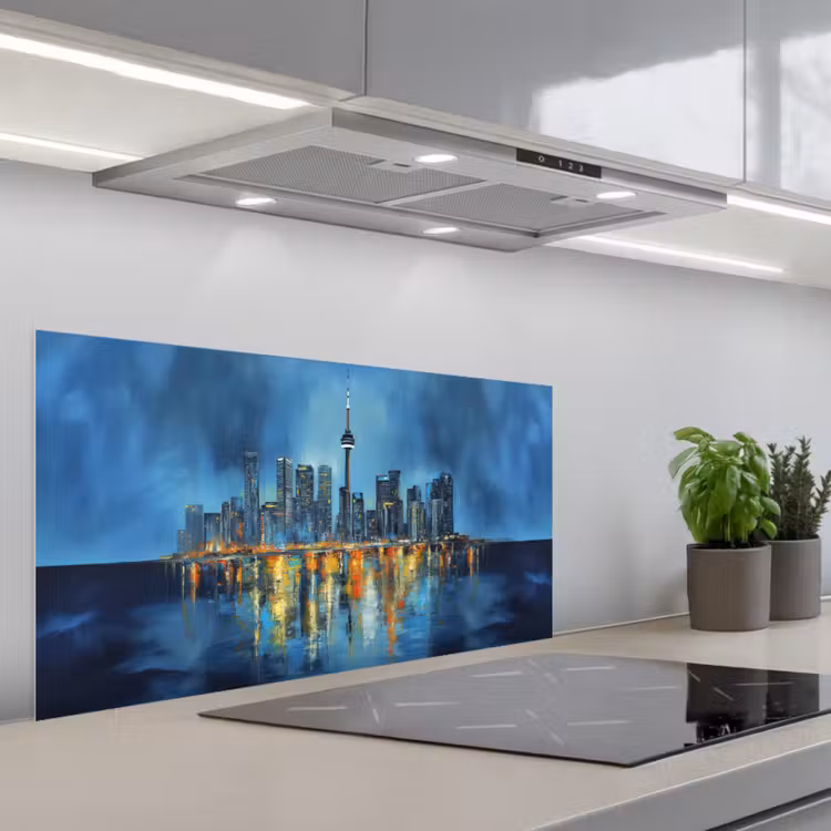 Skyline Toronto - Water - Stadslichten - Toren keuken achterwand spatscherm middel -3d_schuin