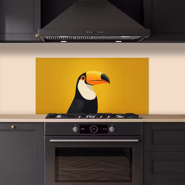 Toekan - Minimalistisch - Snavel - Oranje keuken achterwand spatscherm middel -sfeer1