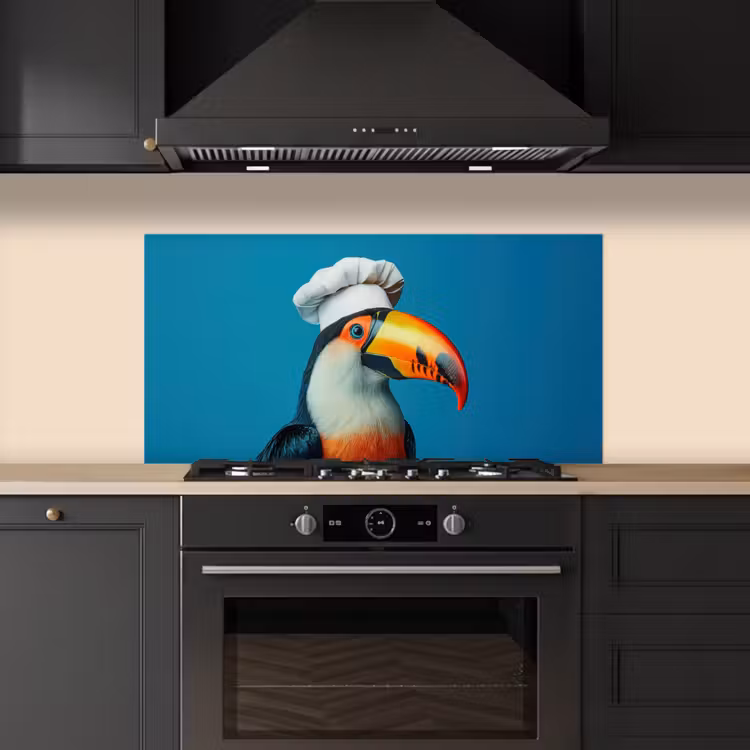 Toekan - Papegaai - Vogel - Koksmuts keuken achterwand spatscherm middel -sfeer1