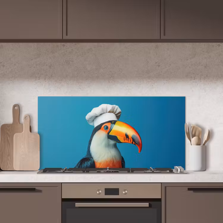 Toekan - Papegaai - Vogel - Koksmuts keuken achterwand spatscherm middel -sfeer2