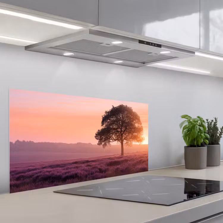 Boom - Heide - Zonsopgang keuken achterwand spatscherm middel -3d_schuin