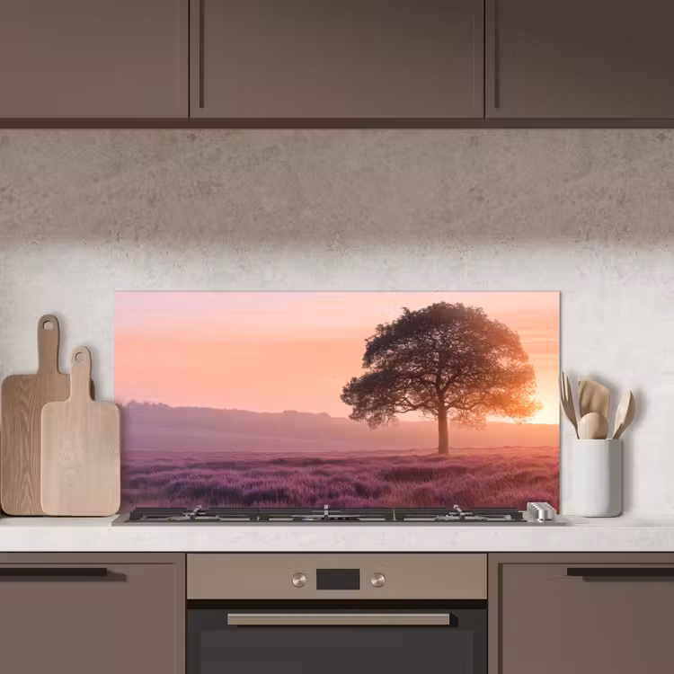 Boom - Heide - Zonsopgang keuken achterwand spatscherm middel -sfeer2