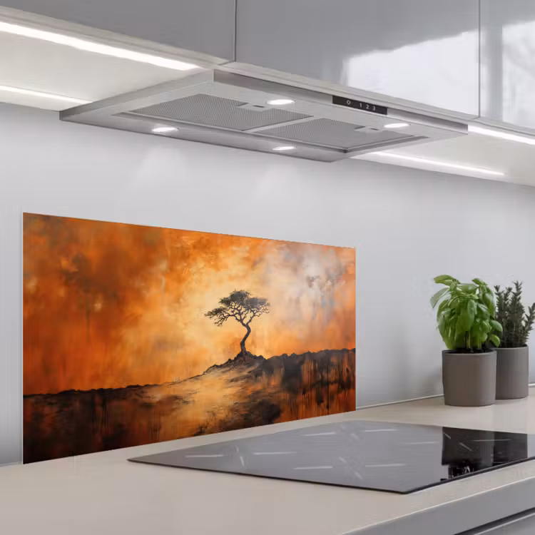 Boom - Landschap - Oranje keuken achterwand spatscherm middel -3d_schuin