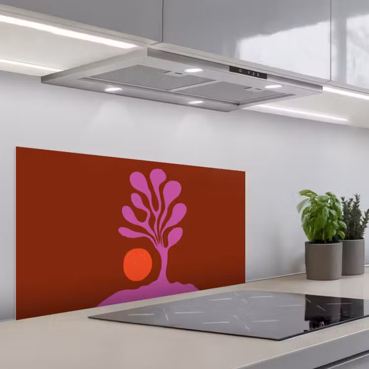 Boom - Paars - Cirkel - Vloeiend keuken achterwand spatscherm middel -3d_schuin
