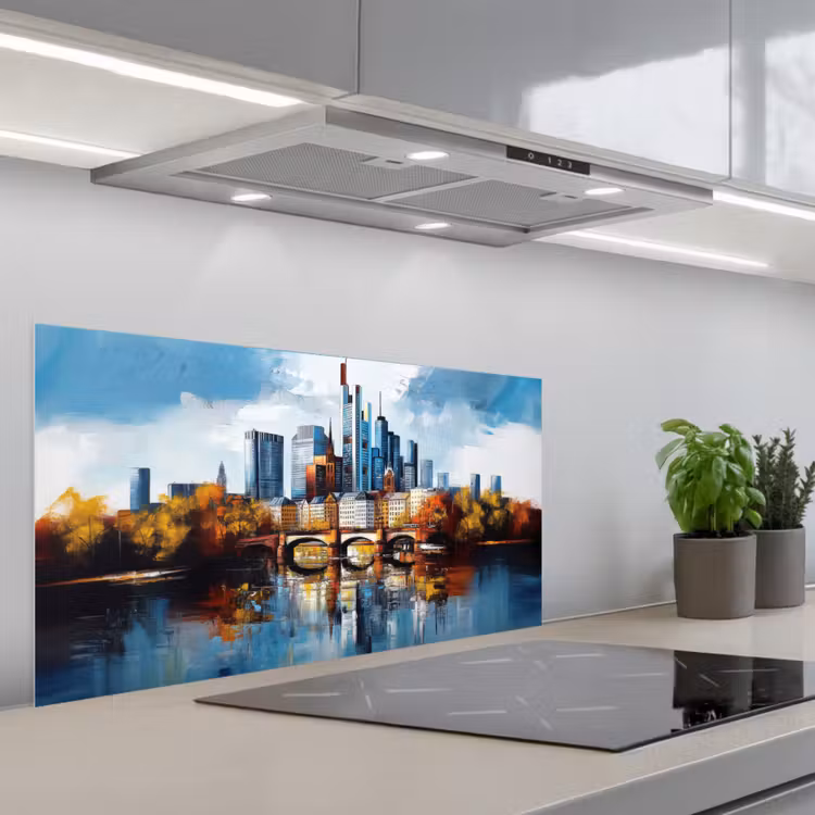Bomen Frankfurt- Stad - Skyline - Brug keuken achterwand spatscherm middel -3d_schuin