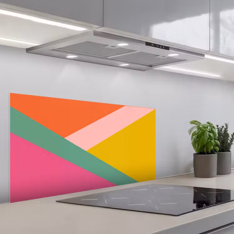 Driehoeken - Kleurrijk - Abstract keuken achterwand spatscherm middel -3d_schuin