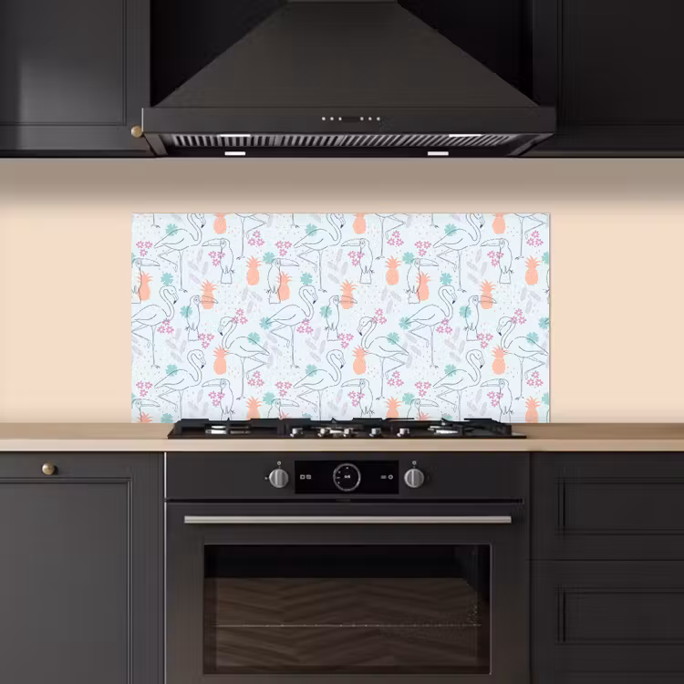 Tropisch - Vogels - Ananas keuken achterwand spatscherm middel 899 -sfeer1