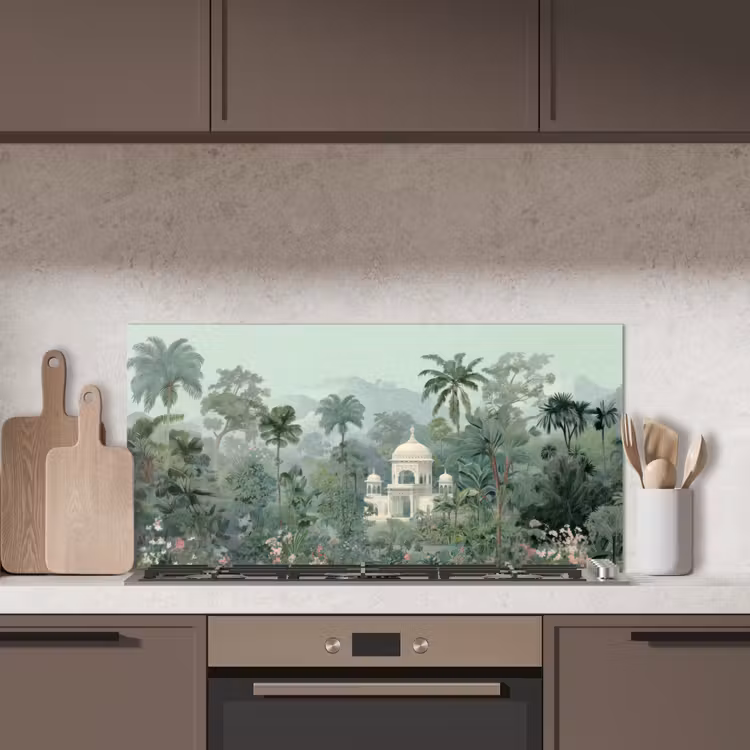 Tropische tuin - Koepelgebouw - Bloemen keuken achterwand spatscherm middel -sfeer2