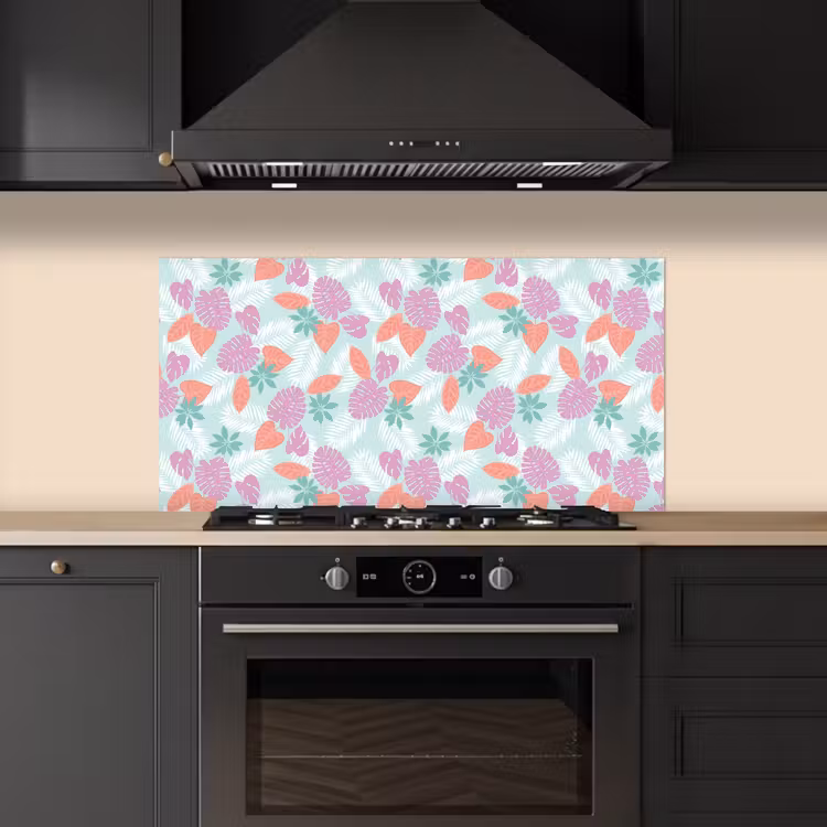 Tropisch - Bladeren - Pastel keuken achterwand spatscherm middel 899 -sfeer1