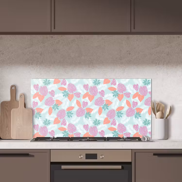 Tropisch - Bladeren - Pastel keuken achterwand spatscherm middel 899 -sfeer2