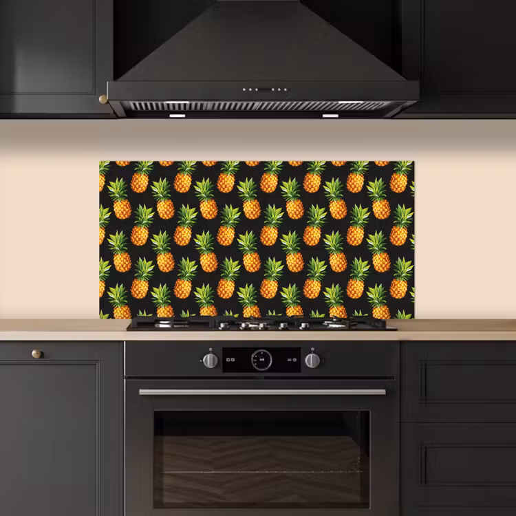 Tropische - Ananas - Zwart keuken achterwand spatscherm middel 899 -sfeer1