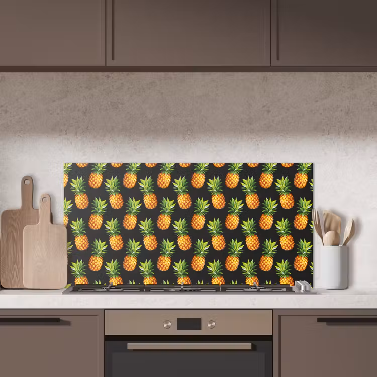 Tropische - Ananas - Zwart keuken achterwand spatscherm middel 899 -sfeer2
