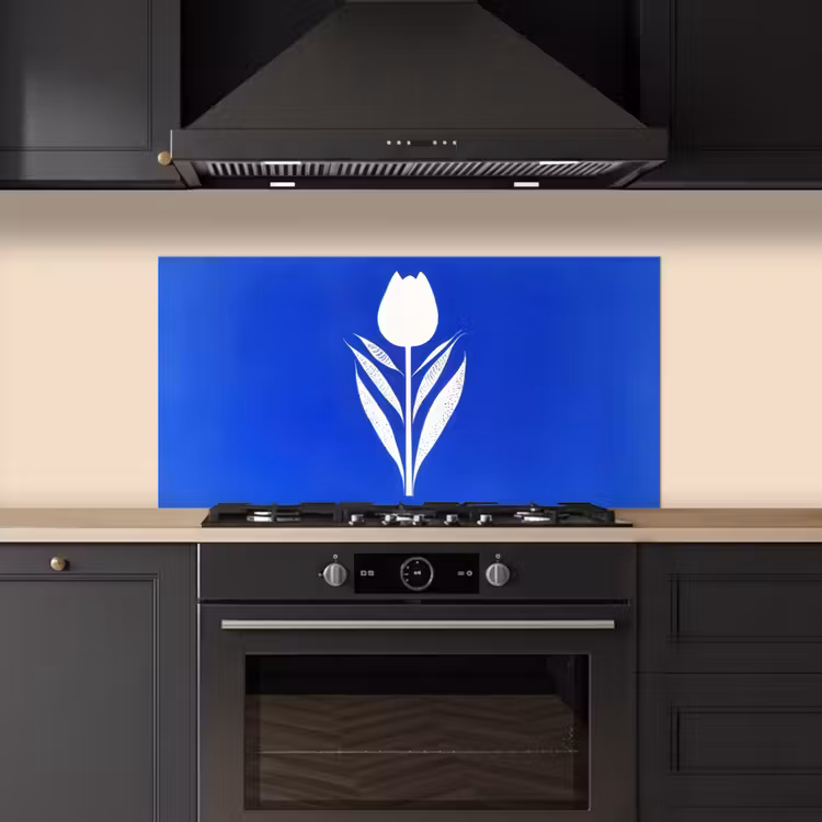 Tulp - Minimalistisch - Bladeren - Wit keuken achterwand spatscherm middel -sfeer1
