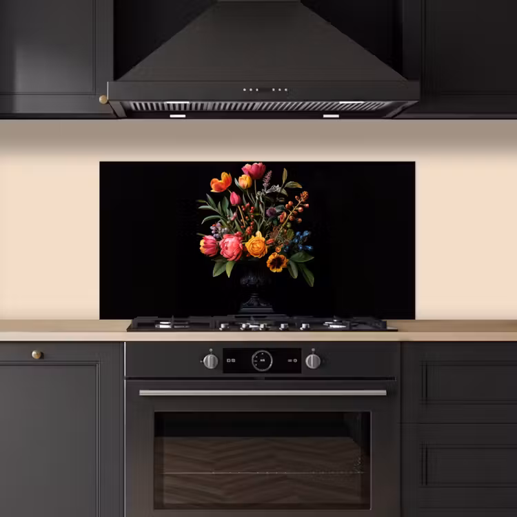 Tulpen - Bessen - Boeket - Vaas keuken achterwand spatscherm middel -sfeer1