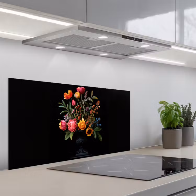 Tulpen - Bessen - Boeket - Vaas keuken achterwand spatscherm middel -3d_schuin