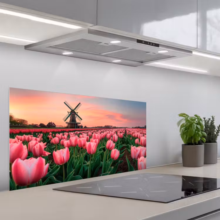 Tulpen - Molen - Nederland keuken achterwand spatscherm middel -3d_schuin